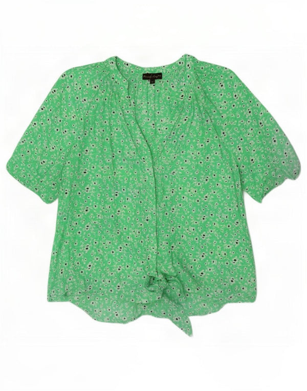 Phase Eight Chemisier à nouer sur le devant pour femme UK 14 Grande viscose florale verte
