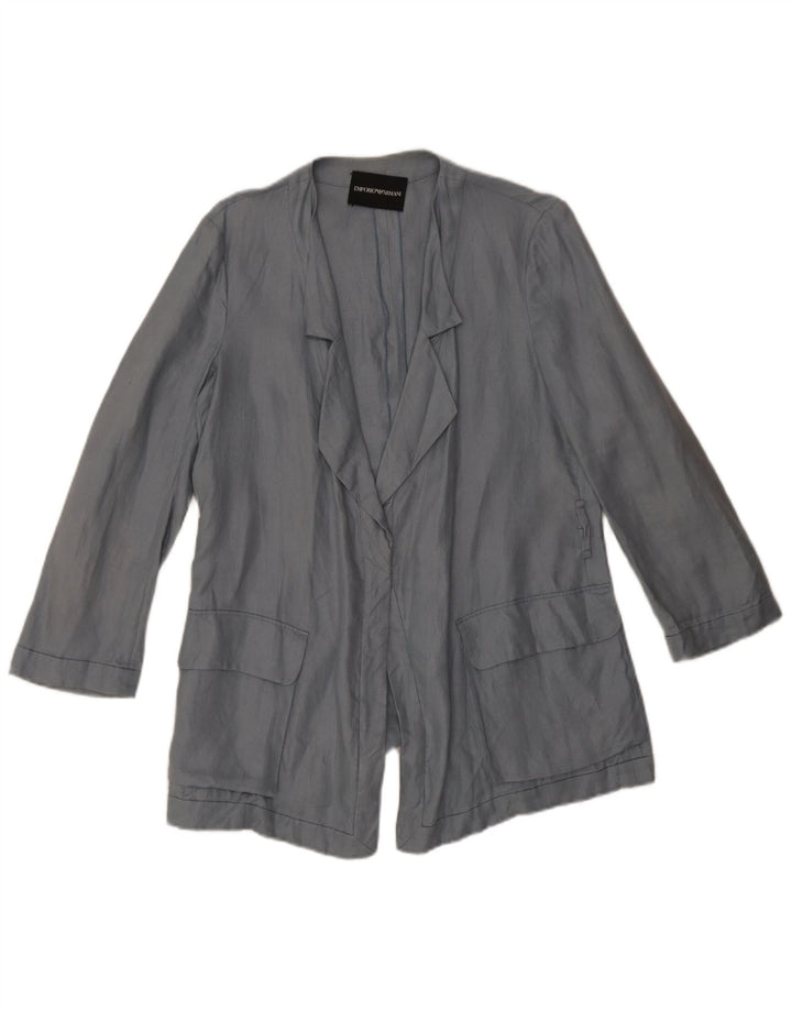 Veste Blazer Femme Emporio Armani IT 42 Lin Bleu Moyen