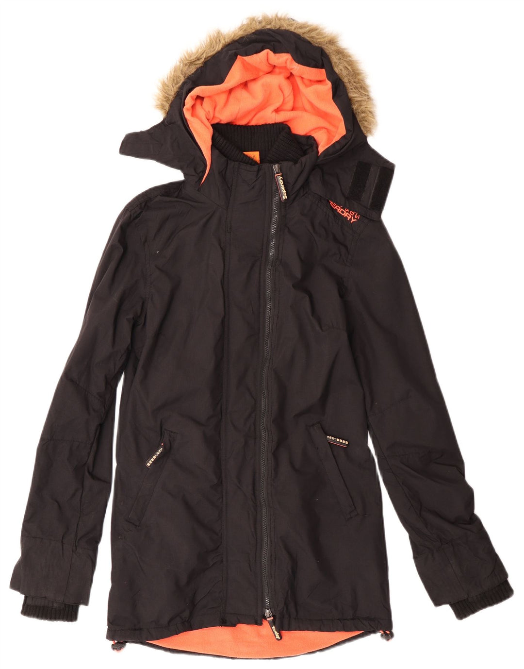 Superdry Parka à capuche pour femme UK 2 2XS Noir