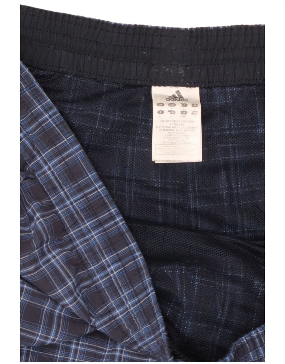 Adidas Short de bain pour homme en polyester à carreaux bleus