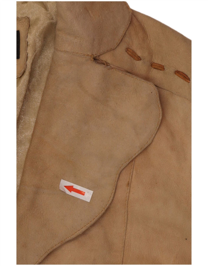 manteau en cuir suédé femme vintage UK 12 cuir beige moyen