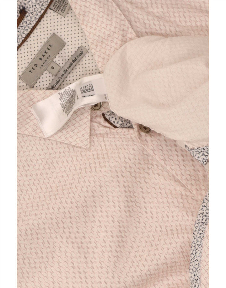 Ted Baker Chemise Homme Taille 6 2XL Rose Géométrique Coton