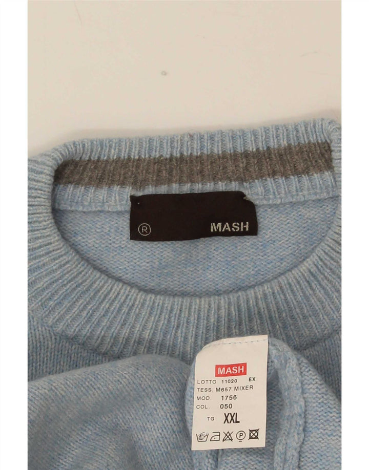 Mash Pull à col rond pour homme 2XL en laine bleue