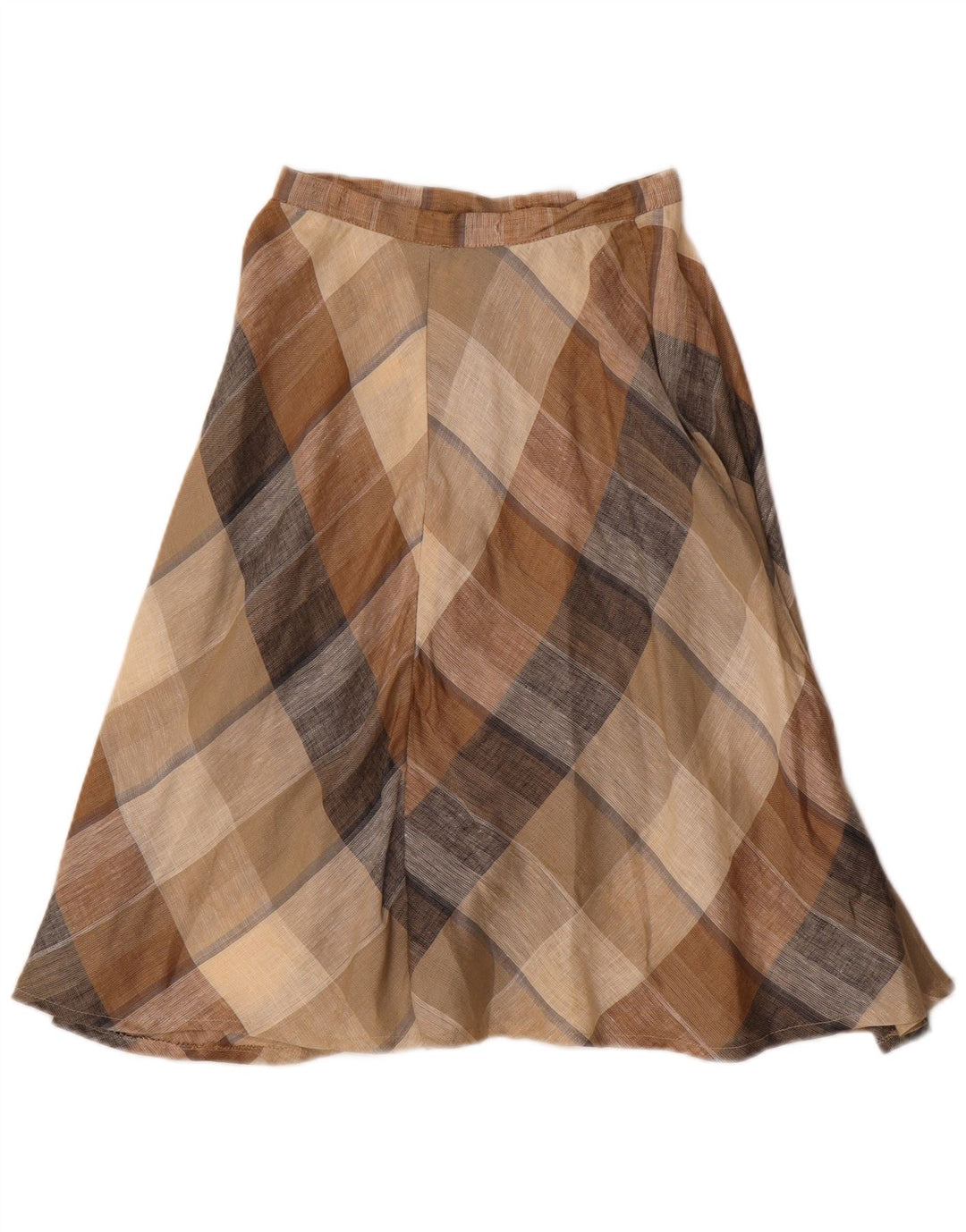 jupe trapèze femme vintage W24 XS Brown Check