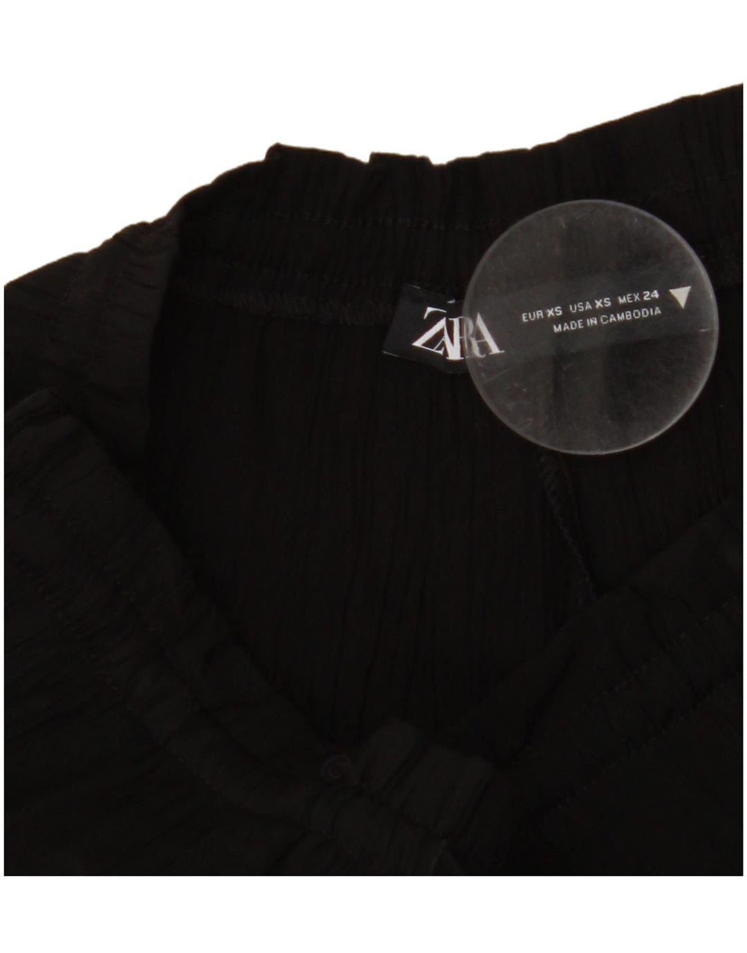 ZARA Pantalon large taille haute pour femme UK 4 XS W24 L11 Noir