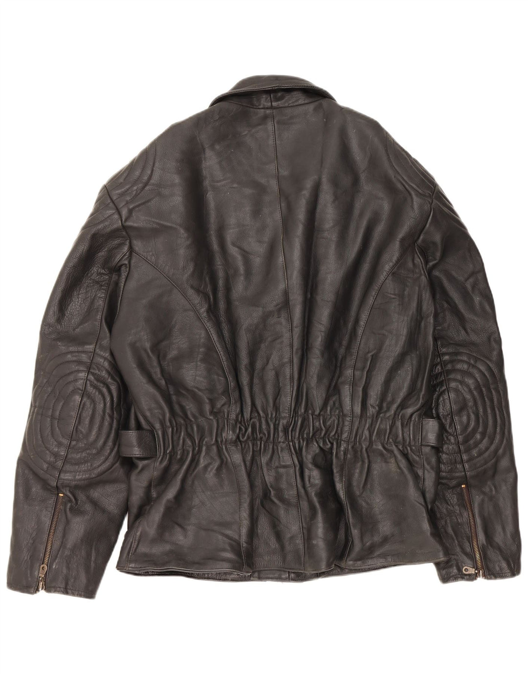 Veste motard en cuir femme vintage UK 22 3XL Cuir noir