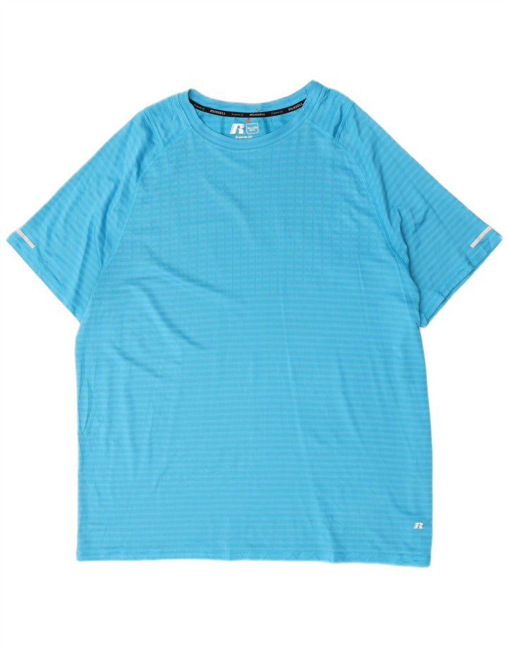 RUSSELL ATHLETIC T-Shirt Homme Top 2XL Bleu Rayé Polyester