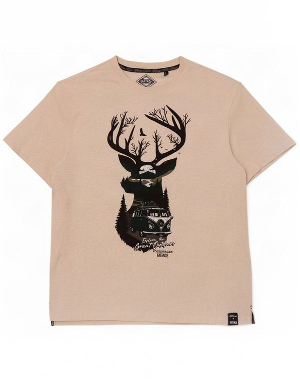 Fat Face T-shirt graphique pour homme en coton moucheté blanc cassé