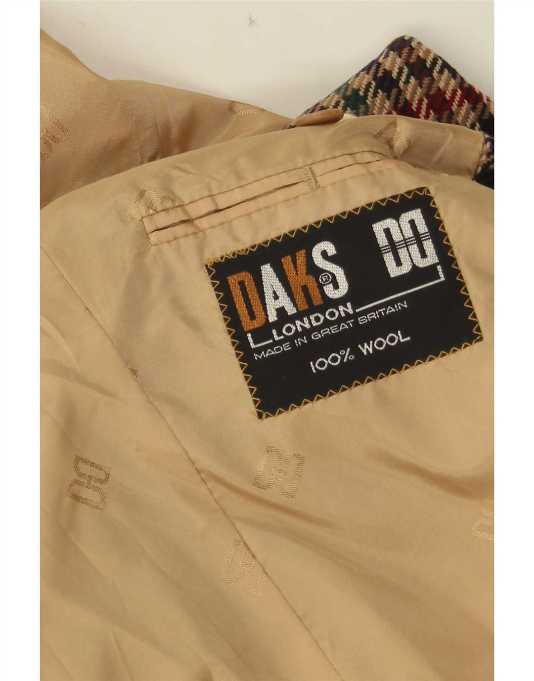 DAKS Veste blazer à 2 boutons pour homme UK 38 en laine pied-de-poule marron moyen