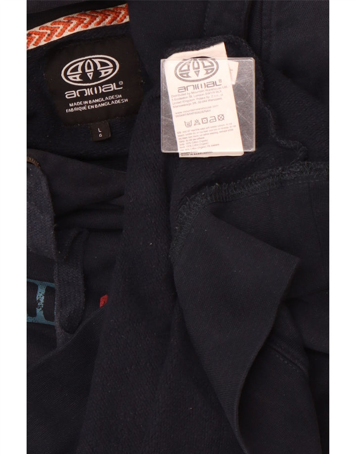 ANIMAL Pull à capuche graphique pour hommes, grand coton bleu marine