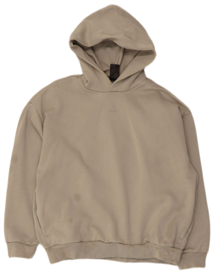 Adidas Pull à capuche surdimensionné graphique pour homme, petit, beige