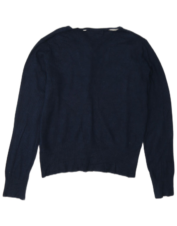 Marks & Spencer Pull Cardigan pour Femme UK 12 Bleu Marine Moyen