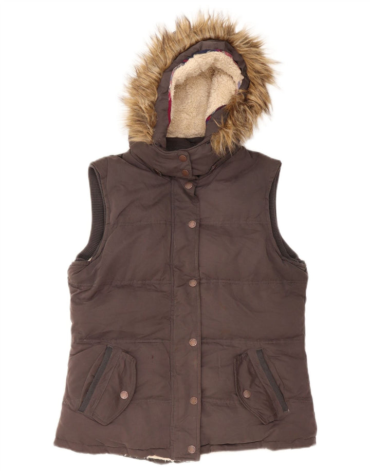 Fat Face Gilet rembourré à capuche pour femme UK 44 Gris moyen Polyester