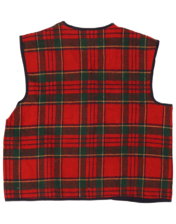 Vintage Mens Waistcoat Large Red Plaid Wool