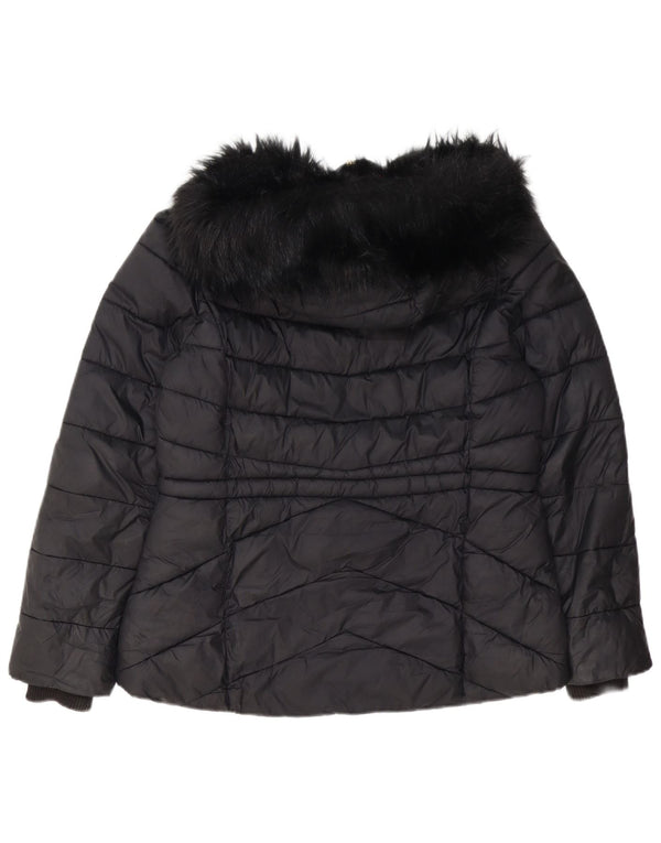 Barbour Veste matelassée à capuche pour femme UK 14 Large Noir Polyester