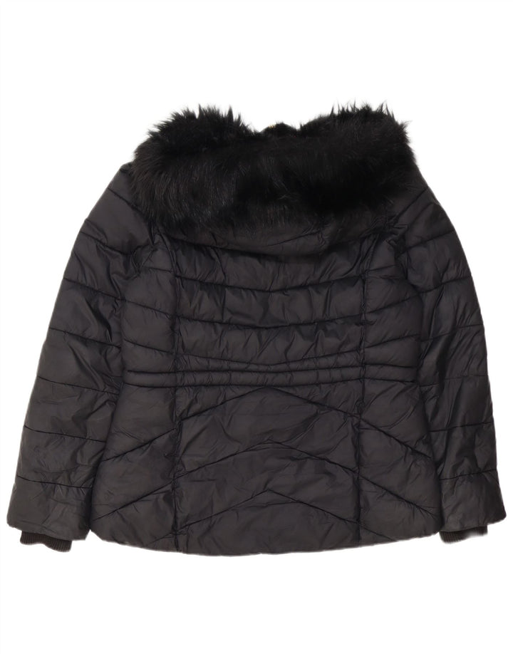 Barbour Veste matelassée à capuche pour femme UK 14 Large Noir Polyester