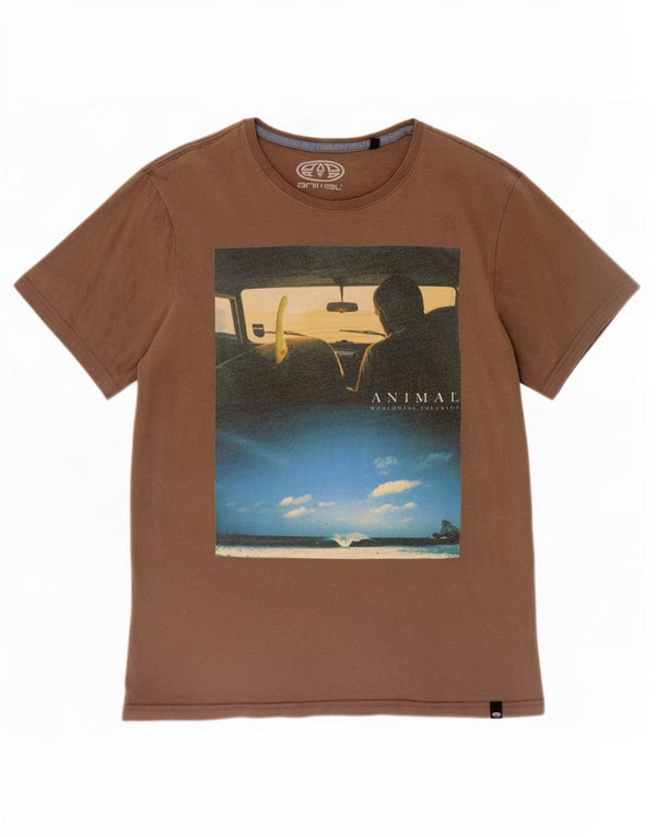 Animal T-Shirt Graphique Homme Marron Moyen Coton
