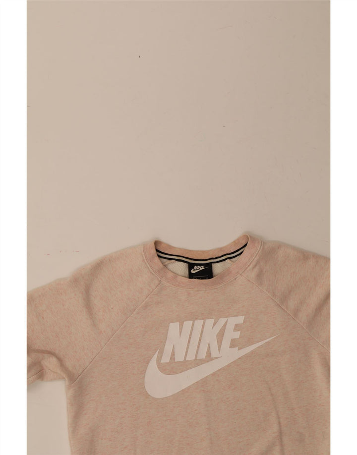 NIKE Womens Oversized Graphic Sweatshirt Jumper UK 10 Small Pink Flecked Vintage Nike and Second-Hand Nike from Messina Hembry 
