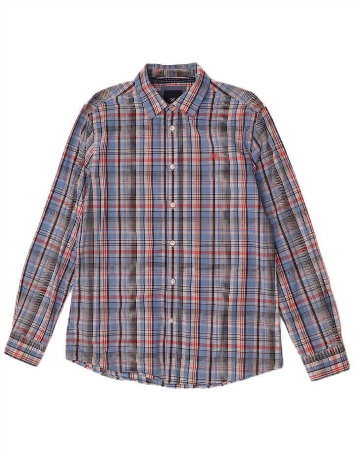 Crew Clothing Chemise classique pour homme en coton à petits carreaux bleus