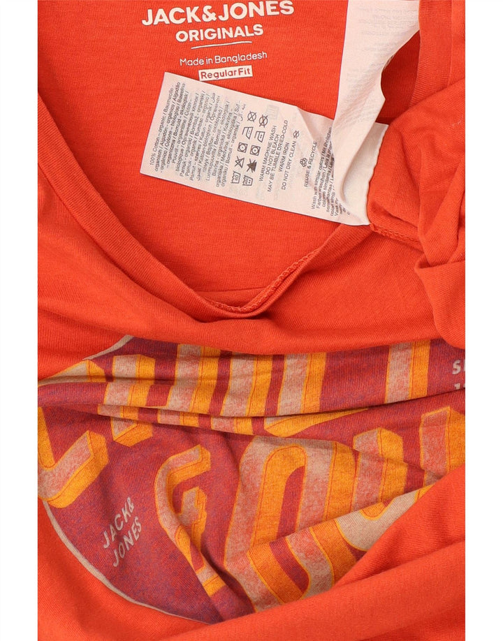 JACK & JONES T-Shirt Graphique Coupe Regular Homme Orange Moyen Coton