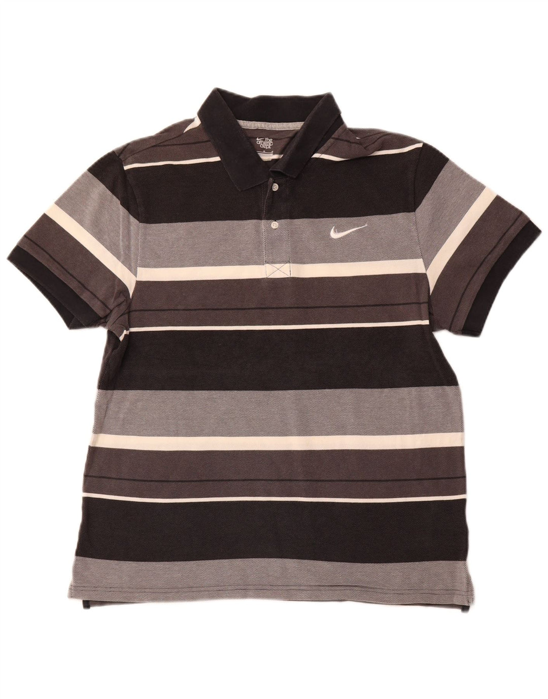 NIKE Polo Homme Large Gris Rayé Coton