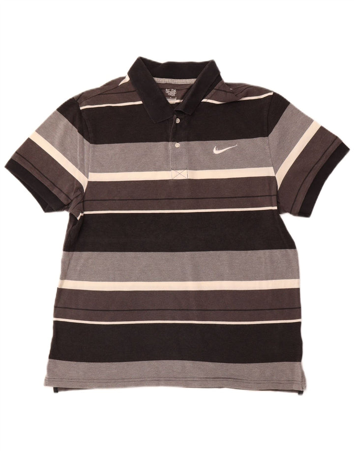 NIKE Polo Homme Large Gris Rayé Coton