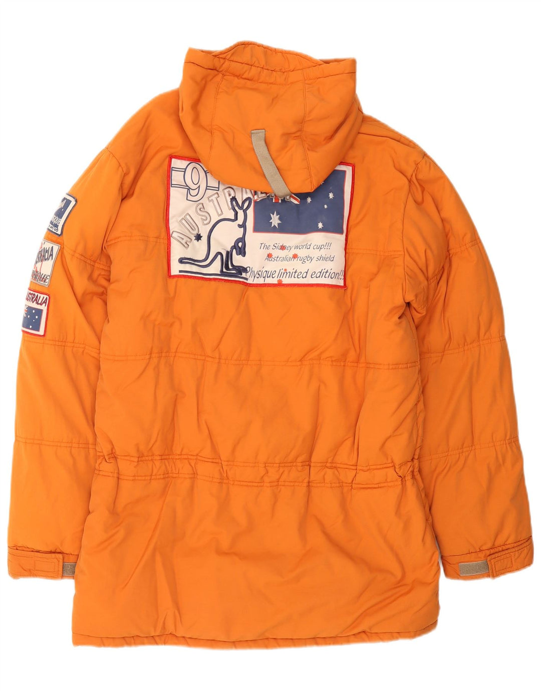 Studio Veste matelassée à capuche graphique pour homme UK 40 Large Orange Coton