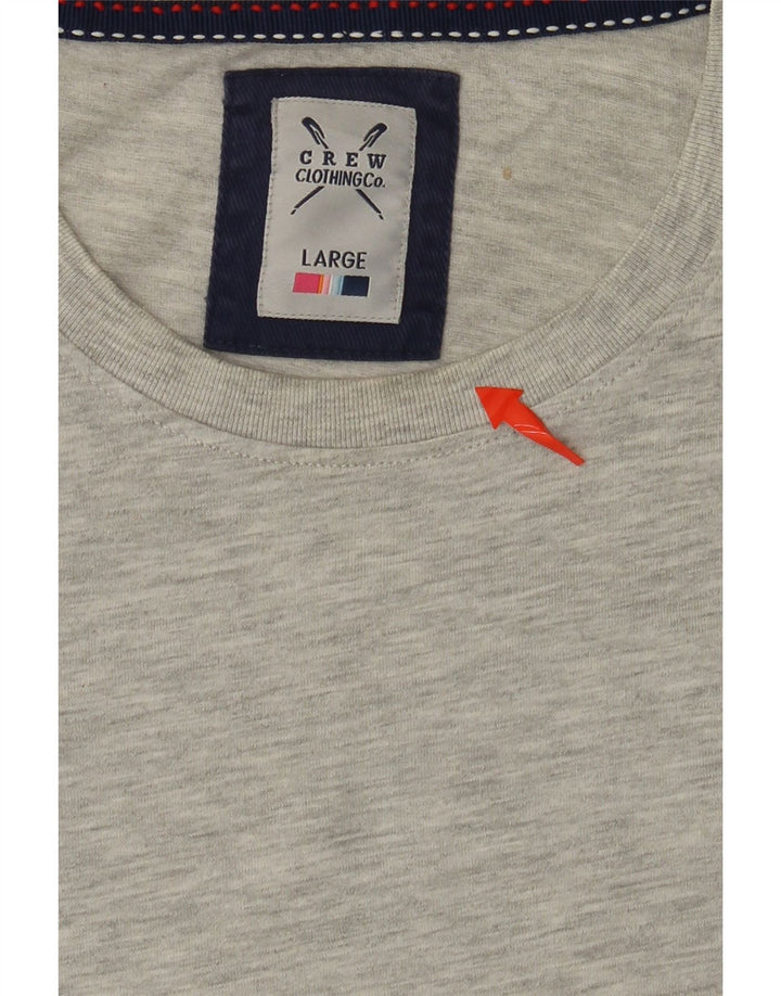 CREW CLOTHING T-Shirt Homme Haut Large Gris Coton