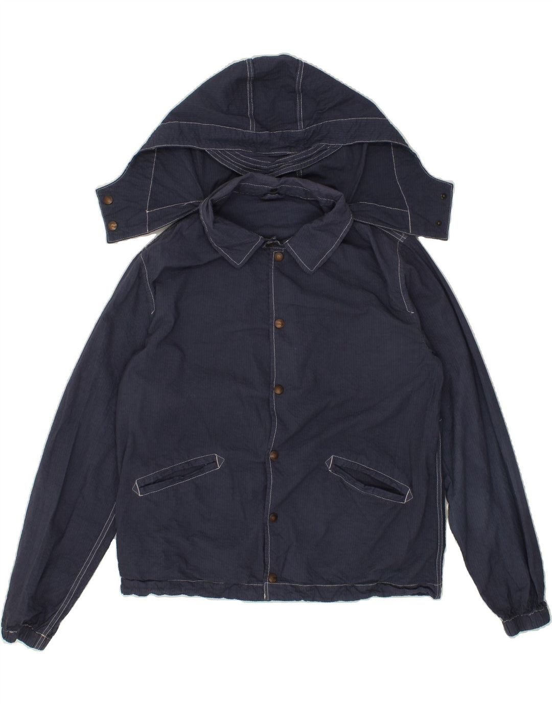 VINTAGE Veste bomber à capuche pour homme IT 50 Large Bleu Marine