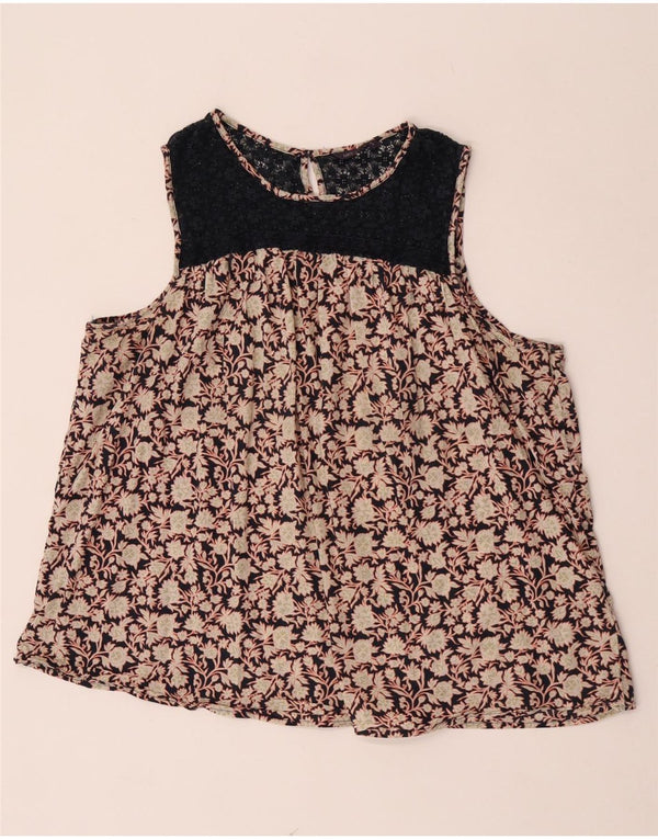 Marks & Spencer Chemisier sans manches pour femme UK 22 2XL Beige Floral Coton