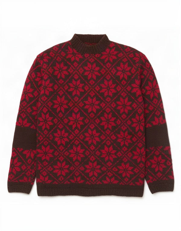 vintage Womens Turtle Neck Jumper Pull UK 16 Grand Rouge Fair Isle