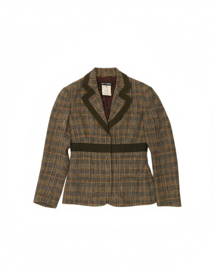 GF FERRE Womens Blazer Jacket IT 40 Small Green Check Viscose Vintage GF Ferre and Second-Hand GF Ferre from Messina Hembry 