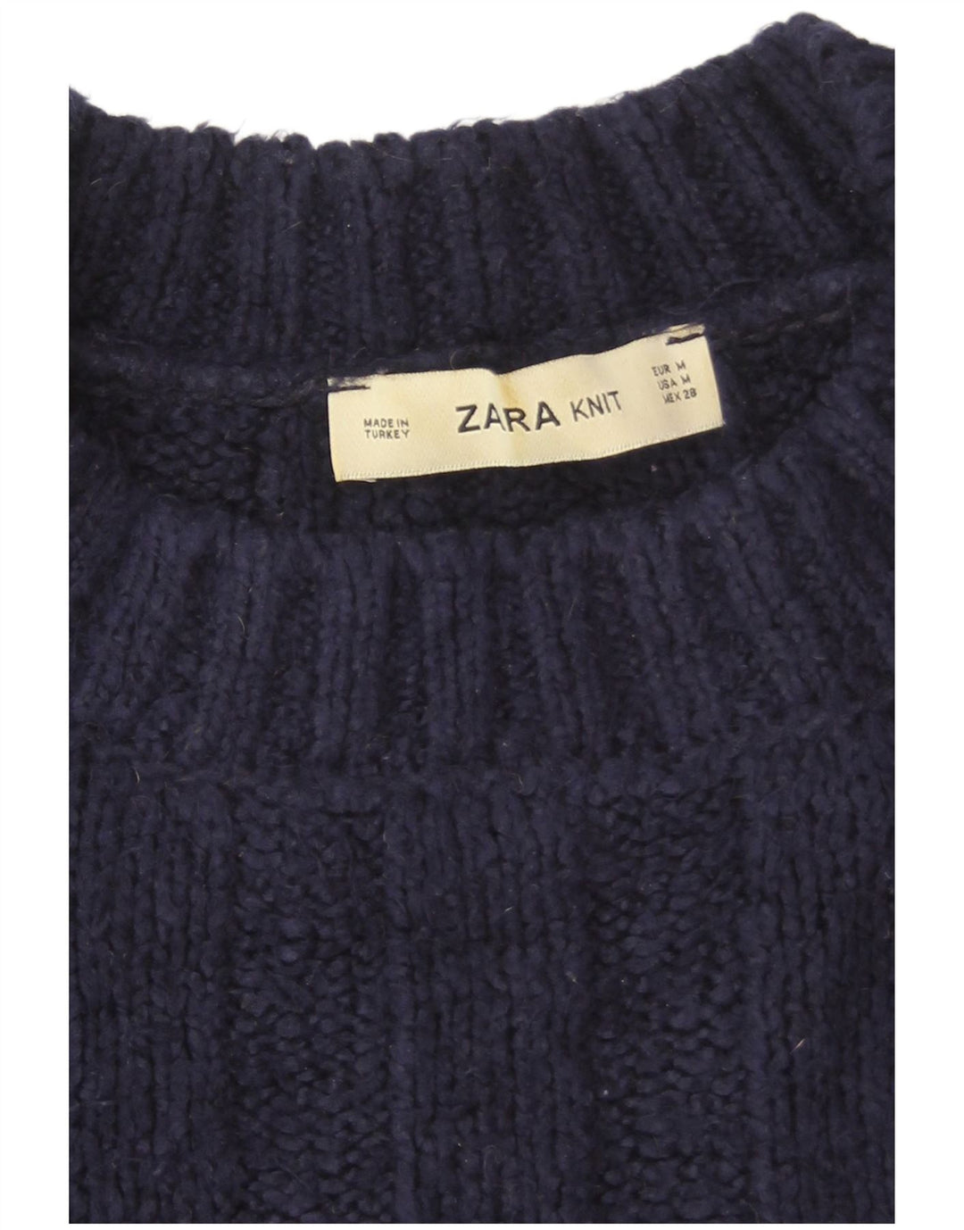 Zara Pull surdimensionné à col rond pour femme UK 14 Bleu marine moyen