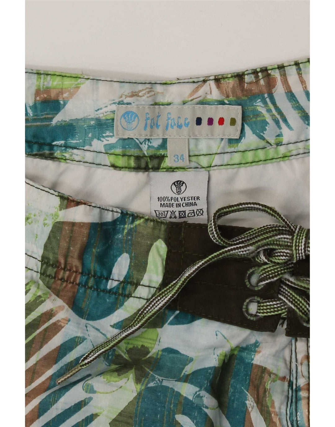 Fat Face Short de bain pour homme en polyester à motif floral vert