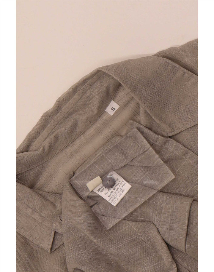chemise femme vintage UK 10 Petit coton à carreaux gris