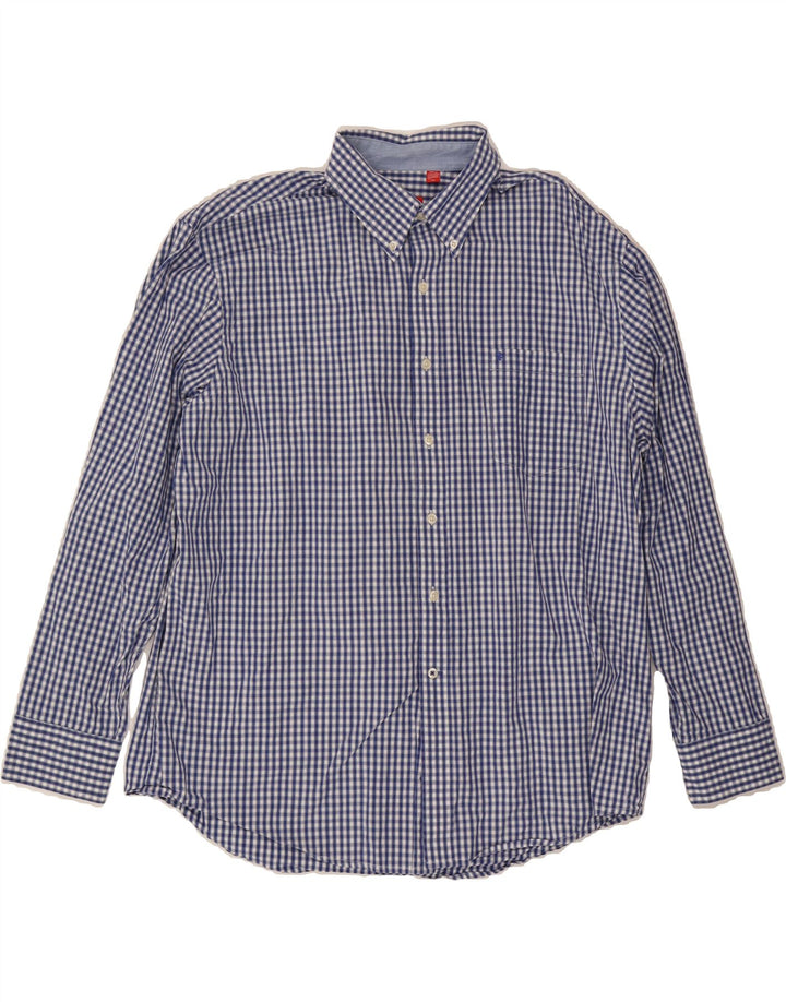 IZOD Mens Shirt XL Blue Gingham Cotton Vintage Izod and Second-Hand Izod from Messina Hembry 
