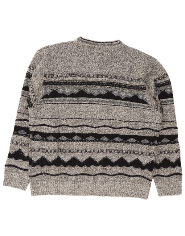 Carletti Pull col rond pour homme 2XL Gris géométrique acrylique