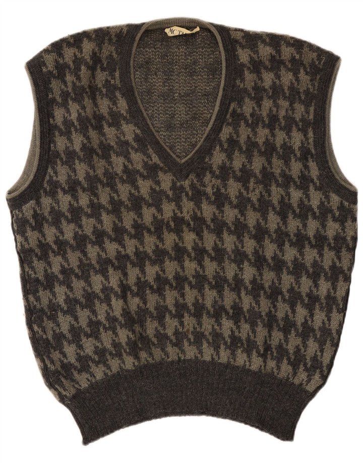 vintage Mens Vest Débardeur Grand Pied-de-Poule Gris