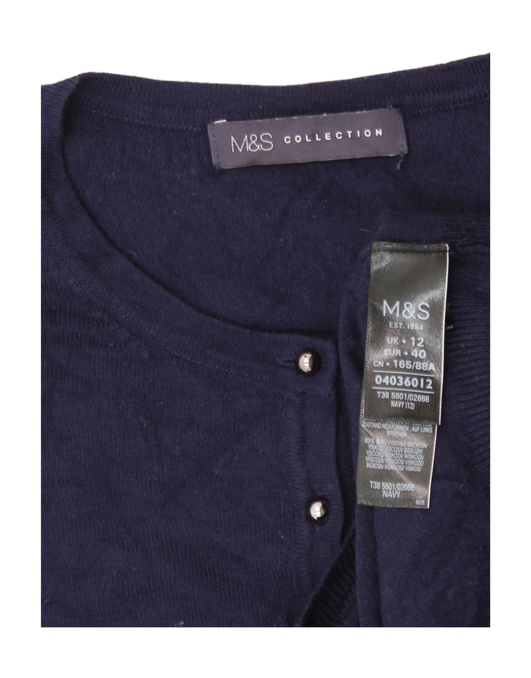 Marks & Spencer Cardigan pour femme en viscose bleu marine moyen UK 12