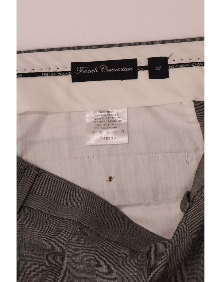 French Connection Pantalon décontracté régulier pour homme W38 L32 Gris pied-de-poule