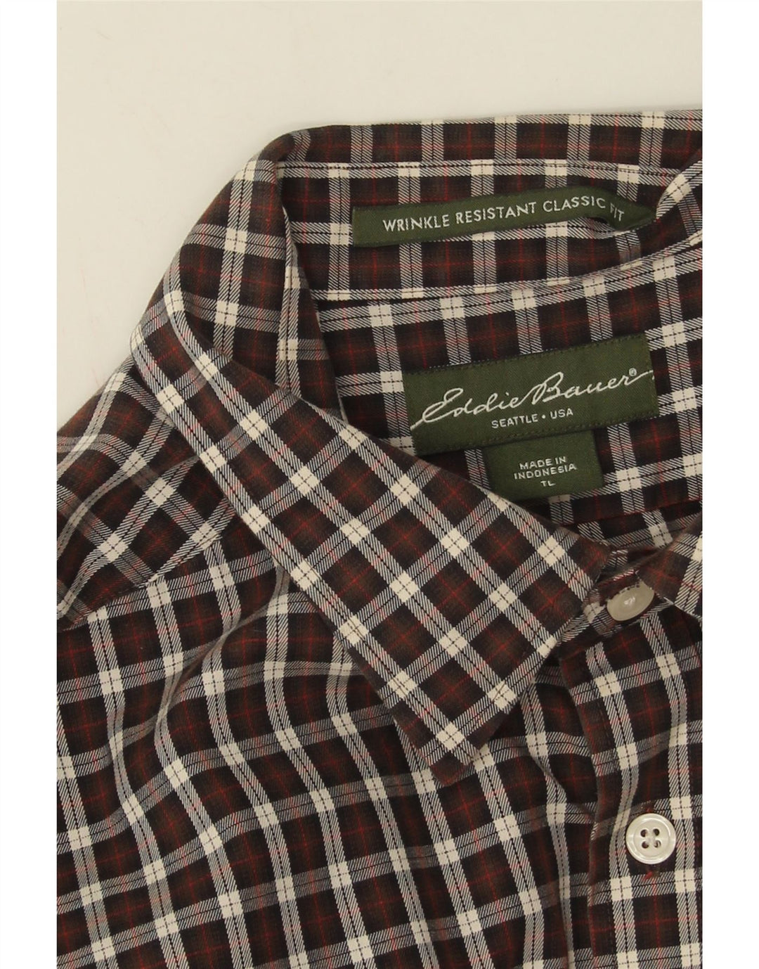 Eddie Bauer Chemise haute coupe classique pour homme en coton vichy marron