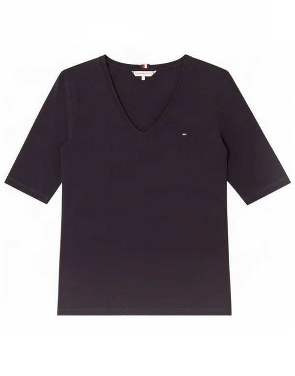 Tommy Hilfiger T-Shirt Femme Top UK 10 Petit Bleu Marine Coton