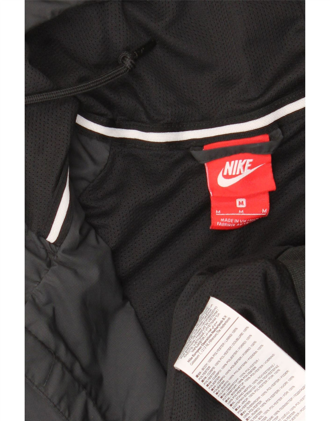 NIKE Veste coupe-vent à capuche pour hommes UK 38 Polyester noir moyen