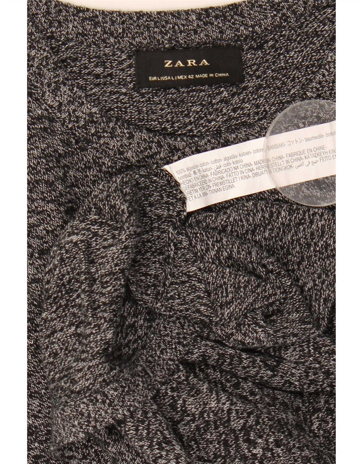 Zara Pull à col rond pour homme en coton moucheté gris grand