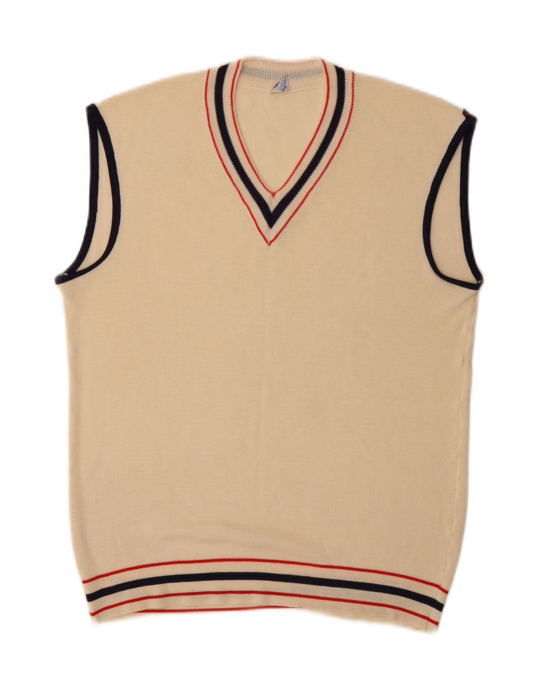 vintage Mens Vest Débardeur Petit Acrylique Beige
