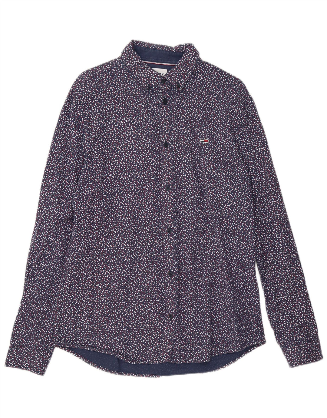 Tommy Hilfiger Chemise Homme Large Bleu Marine Spotted Cotton