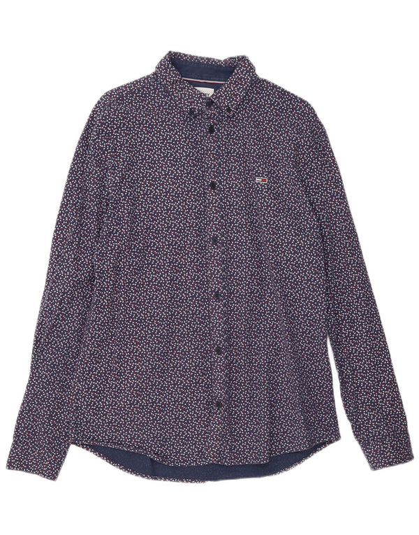 Tommy Hilfiger Chemise Homme Large Bleu Marine Spotted Cotton