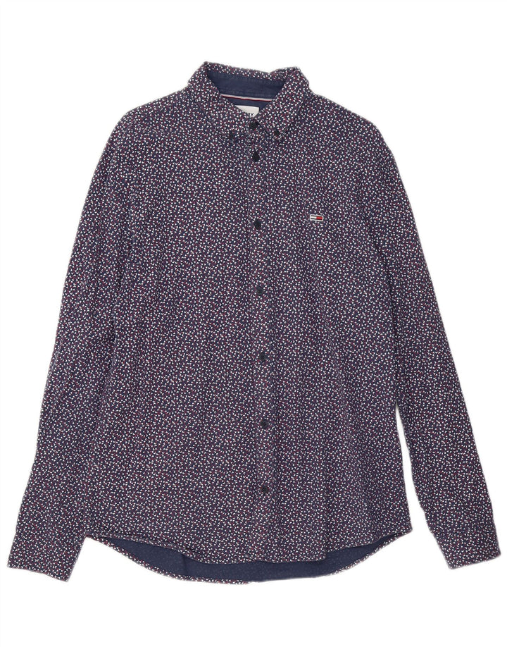 Tommy Hilfiger Chemise Homme Large Bleu Marine Spotted Cotton