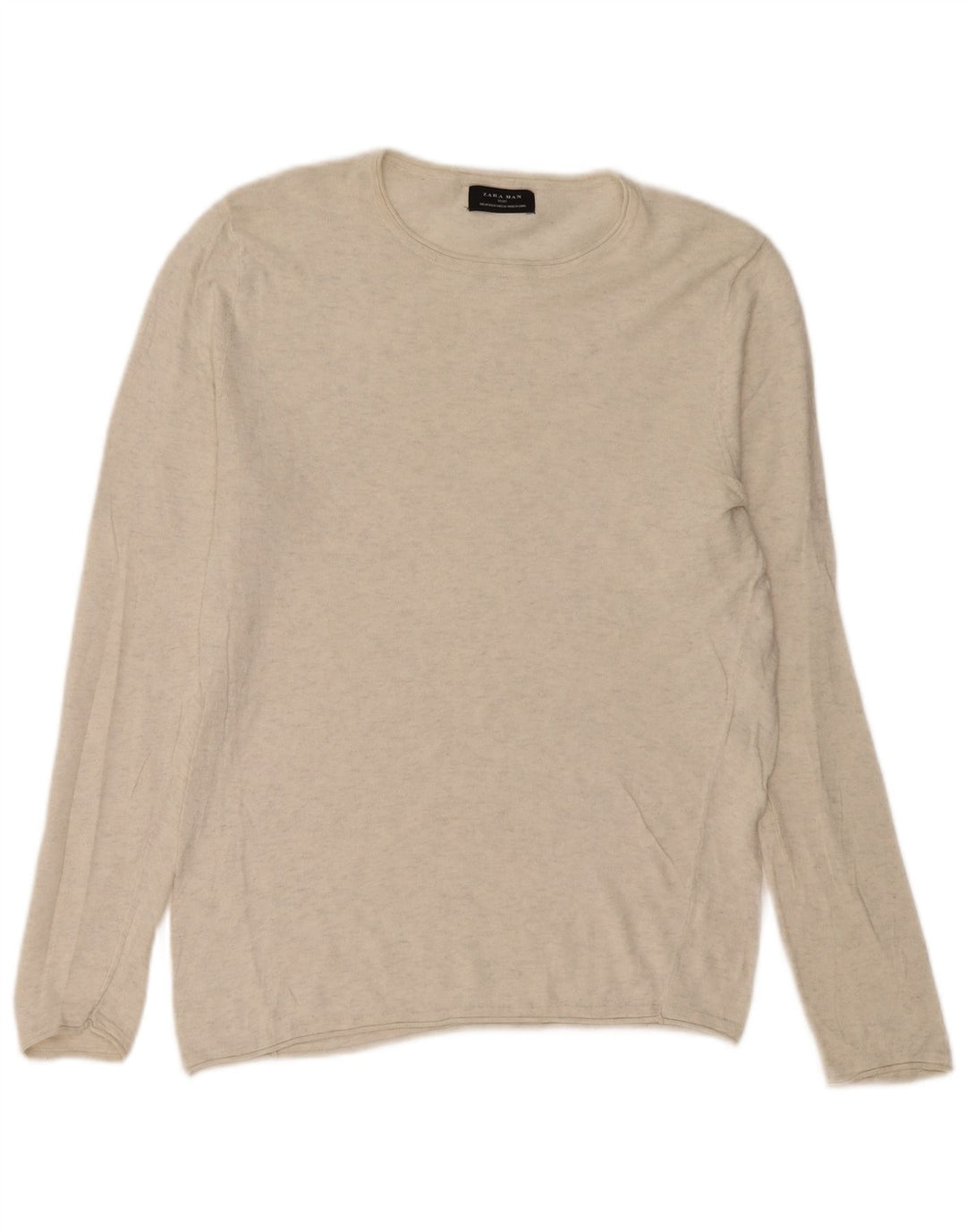 Pull Col Bateau Zara Homme Beige Moyen Moucheté