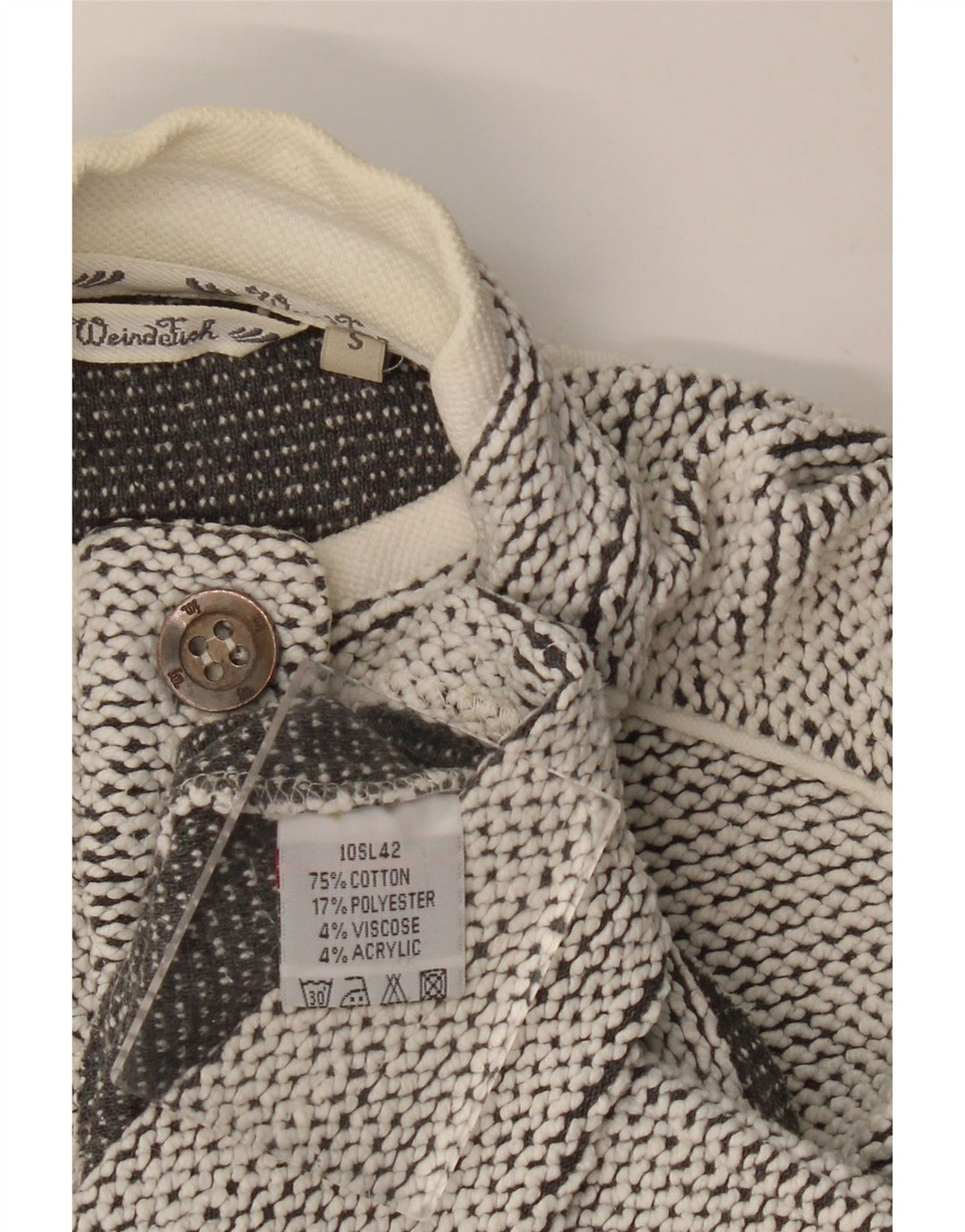 Weird Fish Sweat-shirt à col boutonné pour femme UK 10 Petit Gris Coton